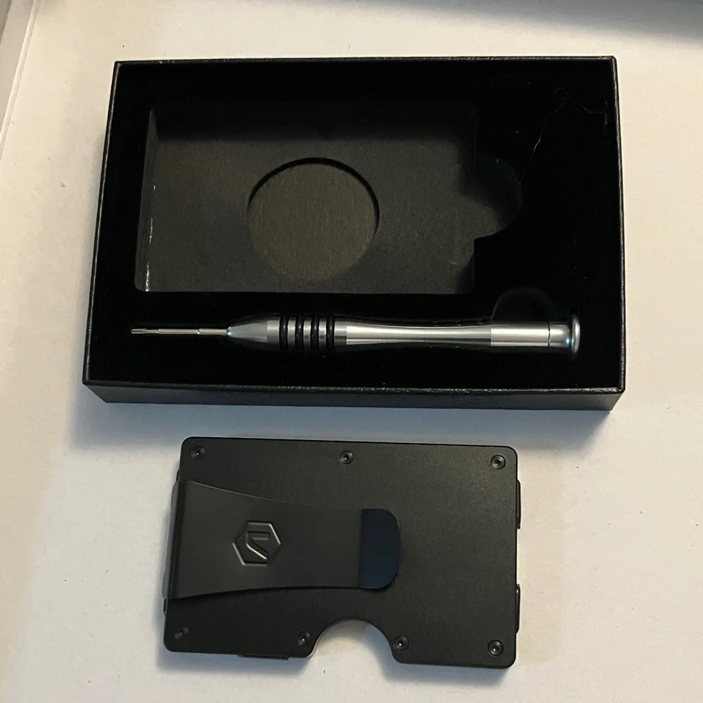 New Black Wallet with Silver Tool
